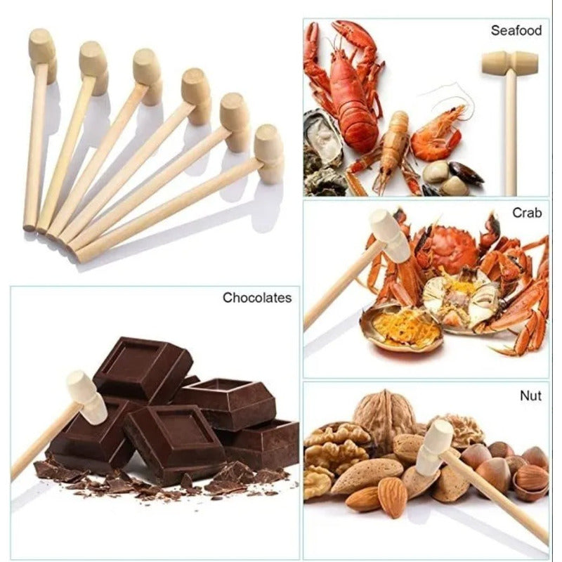 Set De 5 Martillos De Madera//romper Chocolate, Juegos, Etc