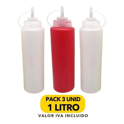 Pack 3 Dispensadores De Salsas 1 Lt