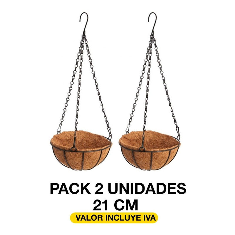 Pack 2 Macetero Colgante Estilo Coco (21cm)