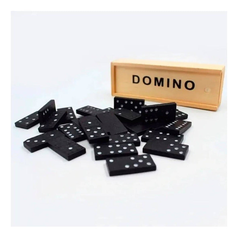 Negro Domino 28 Set En Caja De Madera