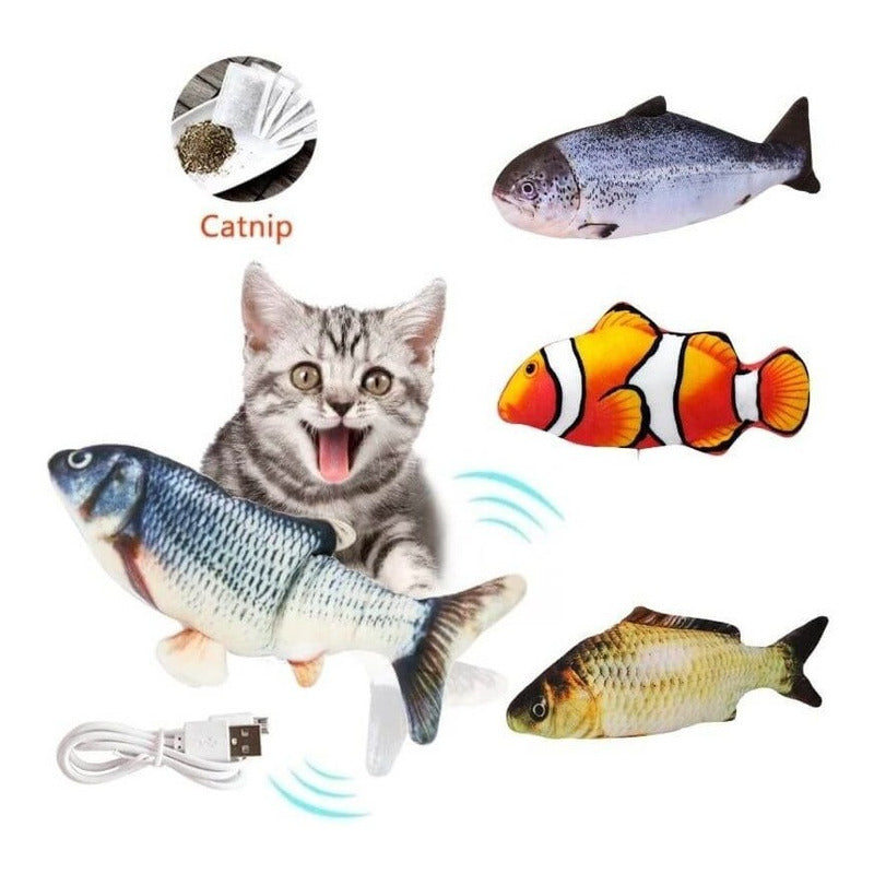 Juguete Para Gato. Pescado Con Movimiento Y Carga Usb