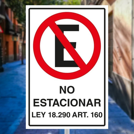 Señaletica No Estacionar  Ley 18290  60x40 Cm Metalico