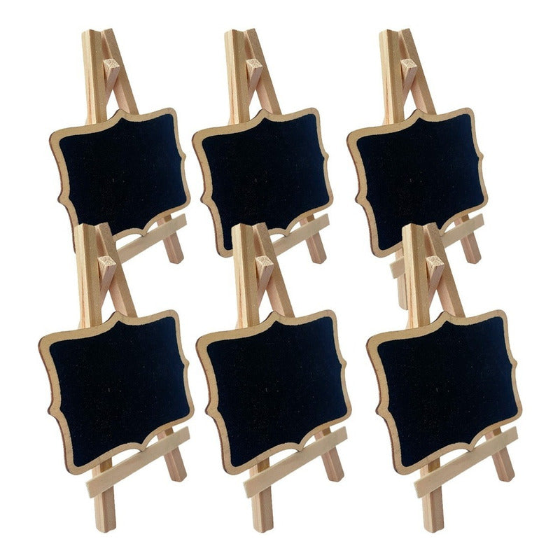 Pack 6 Pcs Mini Letreros A Tiza, Madera (cuadrado)