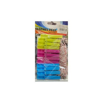 Pack 12 Perros Para Ropa Pinzas + Cuerda