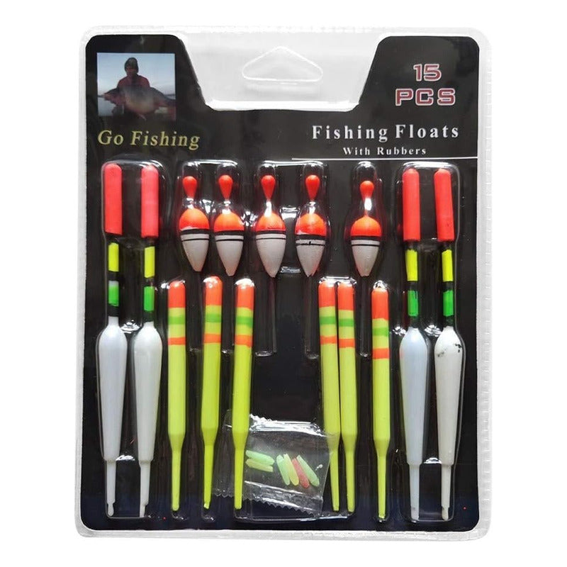 Set Flotadores Para Pescar 15 Pcs Flotador Boya Pesca