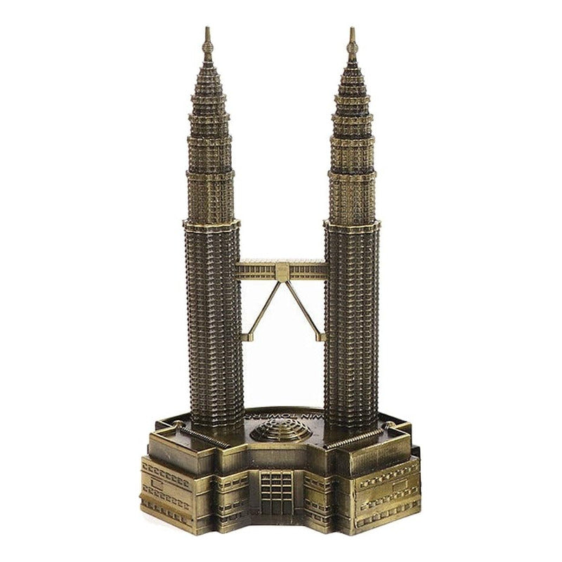 Figura Decorativa En Miniatura, Diseño Petronas Con 2 Torres