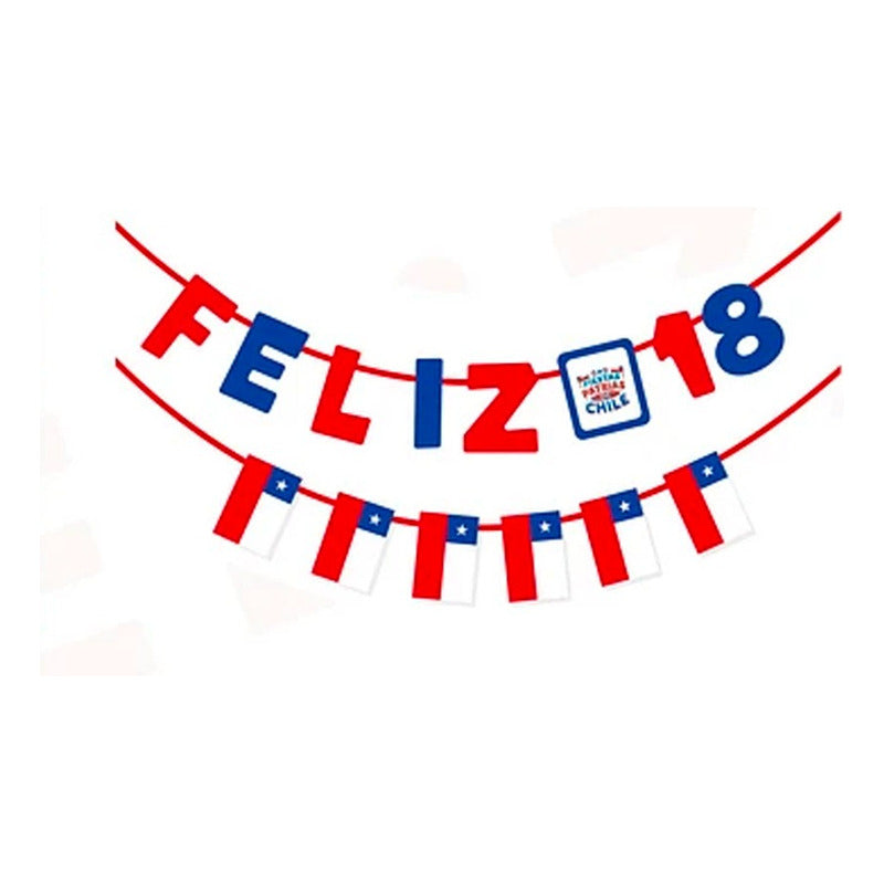 Guirnalda Fiestas Patrias  Feliz 18 Banderas  3 Metros