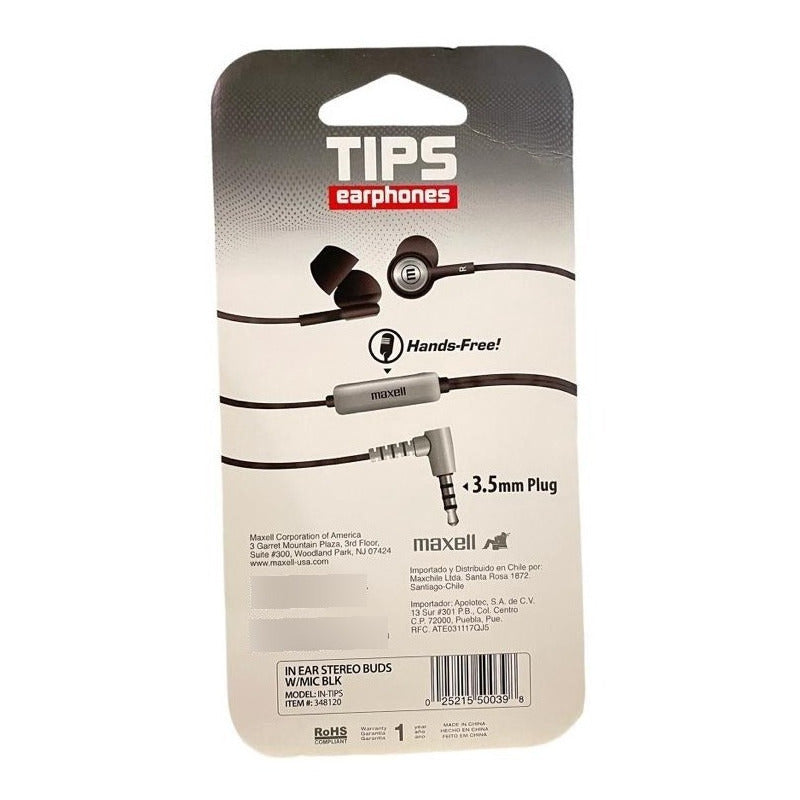 Maxell | In Tips | In Ear | Stereo Buds | W/mic |