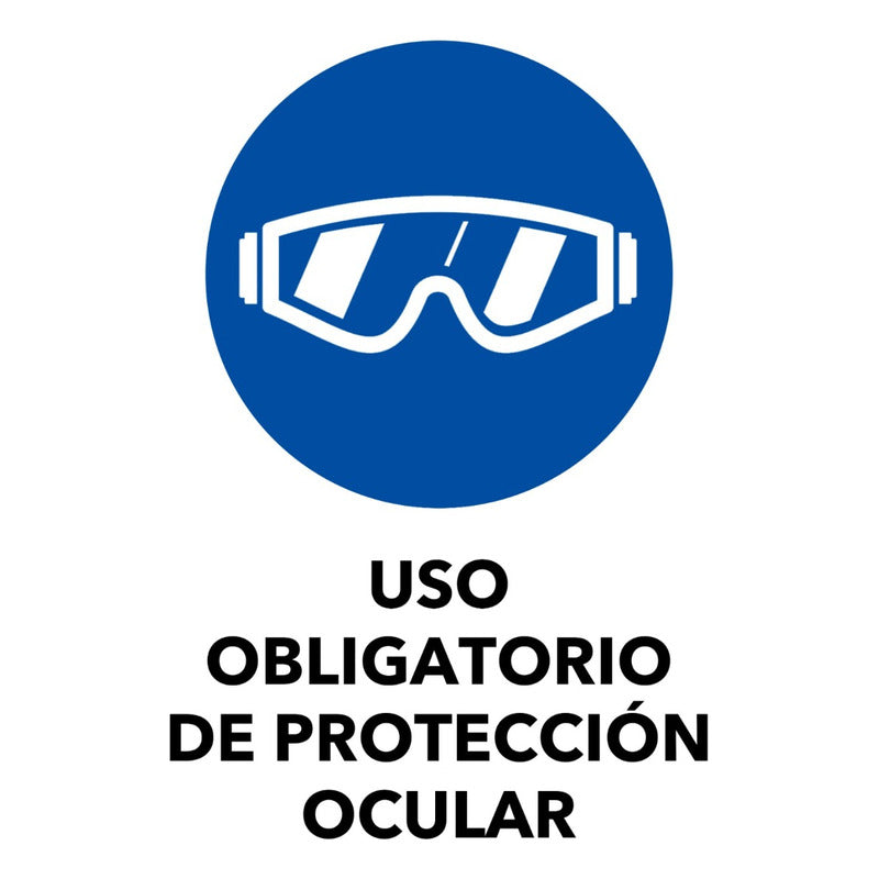 Señalética Adhesiva Uso Obligatorio Protección Ocular 20x13