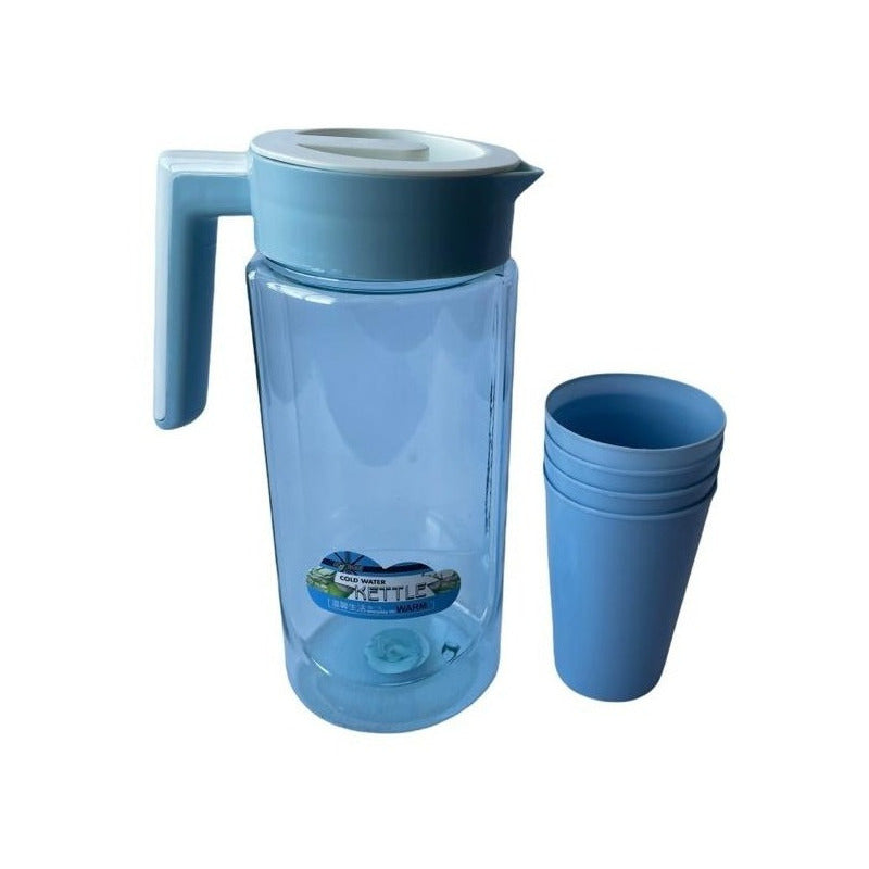 Jarra Plastica Para Jugo Con Set De 4 Vasos