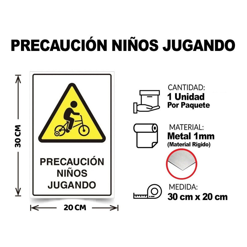 Señaletica Precaución Niños Jugando  30 X 20 Metálico