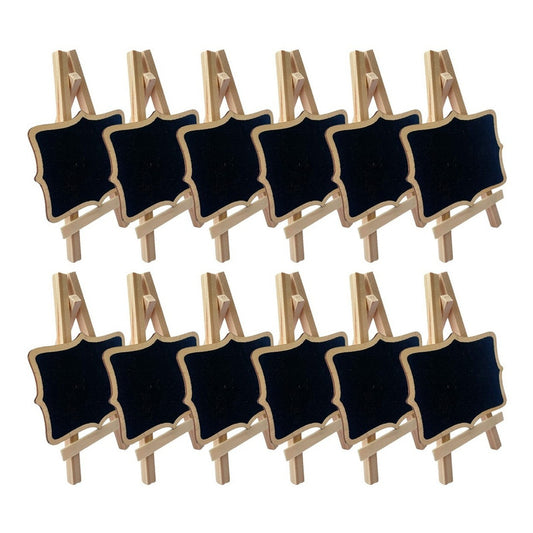 Pack 12 Pcs Mini Letreros A Tiza, Madera (cuadrado)