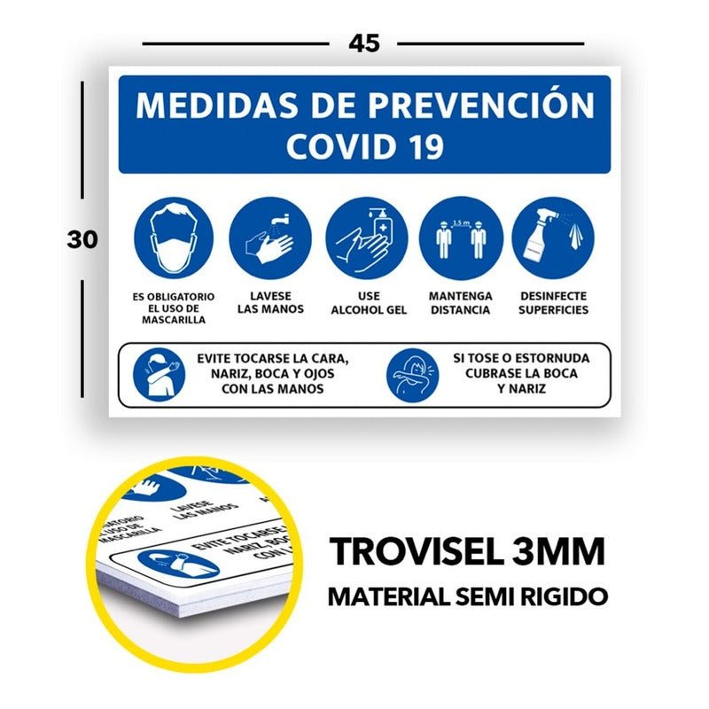 Trovisel Señaletica Medidas De Prevención Covid, Semi Rigido