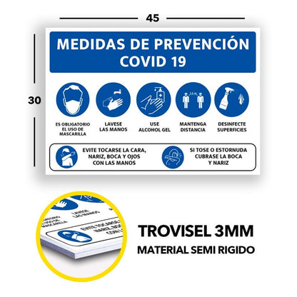 Trovisel Señaletica Medidas De Prevención Covid, Semi Rigido