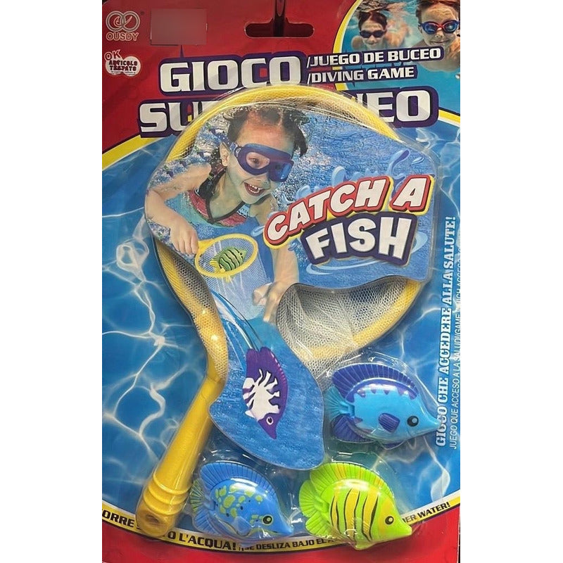 Juego De Buceo Peces Infantil Para Piscina / 3 Peces Y Malla