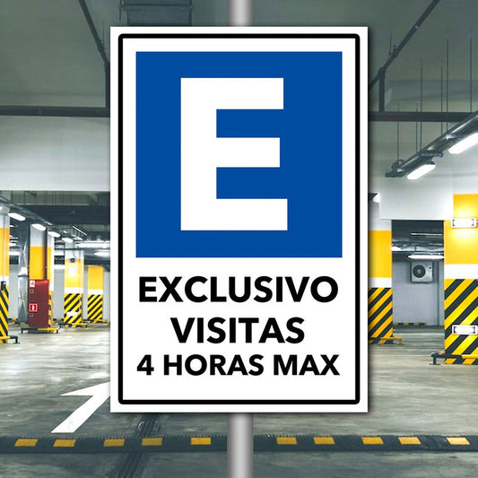 Señal Estacionamiento Exclusivo Visitas 4 H 45x30cm Metal