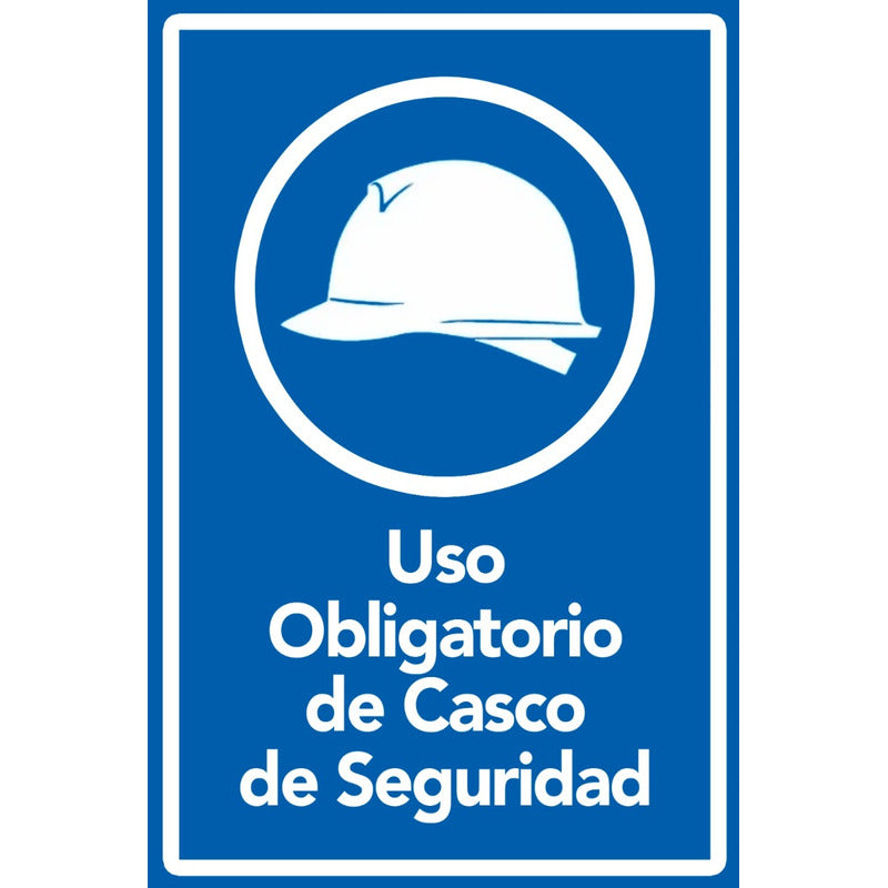 Señalética Adhesiva Uso Obligatorio Casco De Seguridad 30x20