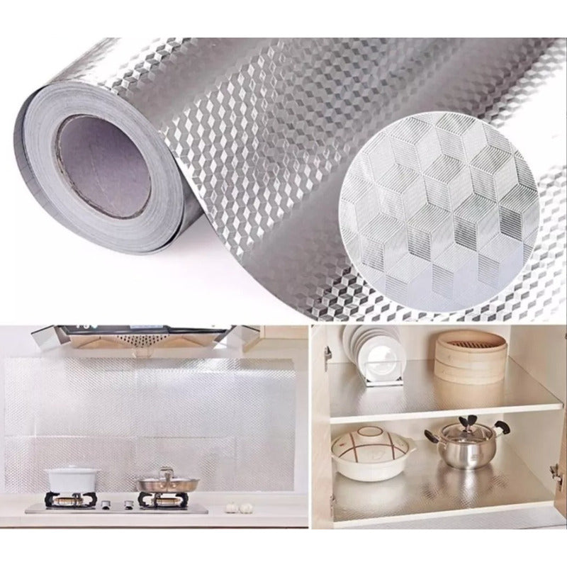 Adhesivo De Aluminio Impermeable Para Cocina 40cm X 5 Mts