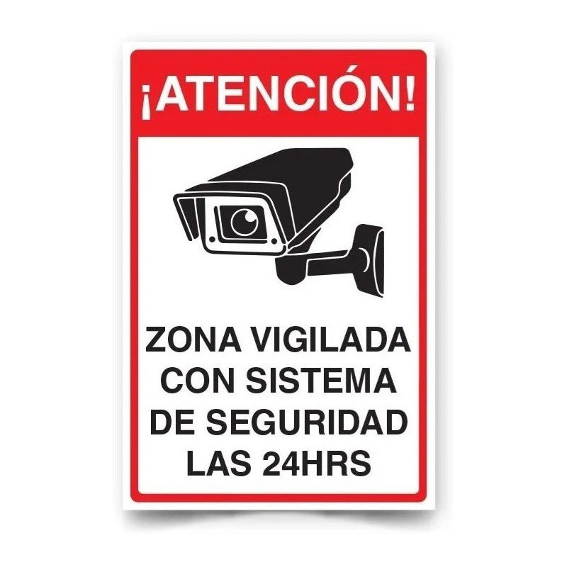 Señal Atención Zona Vigilada Con Cámaras 30x20cm Metalica