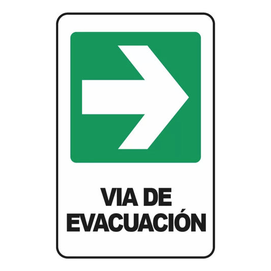 Vía De Evacuación Flecha Derecha 30x20cm Metal