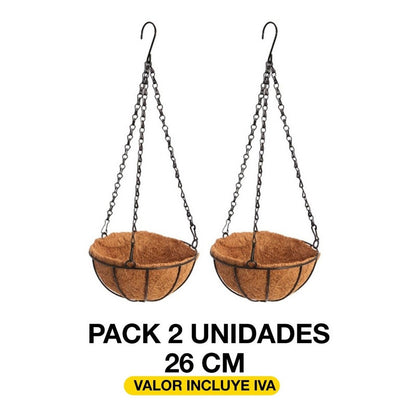 Pack 2 Macetero Colgante Estilo Coco (26cm)